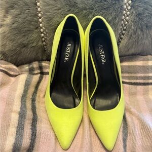 JustFab Neon Yellow Pointed Heels